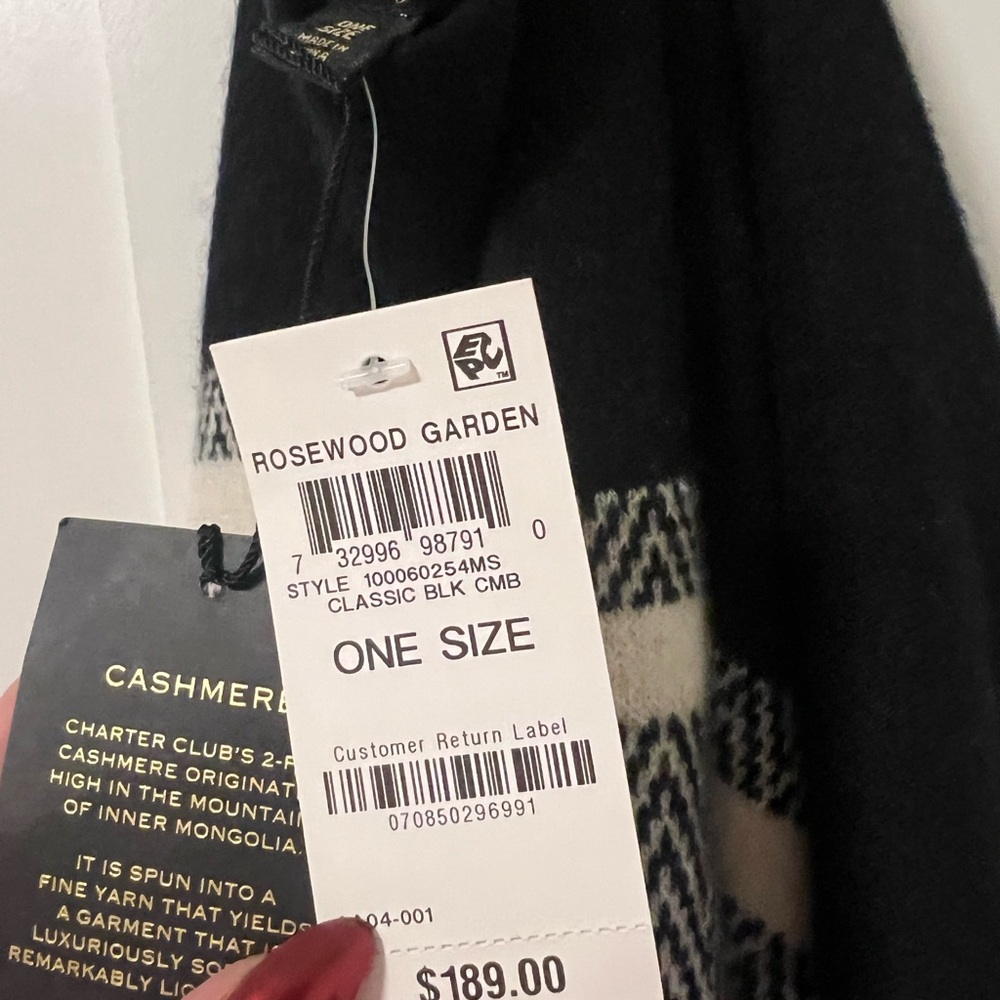 Charter Club Black and White Cashmere Shawl